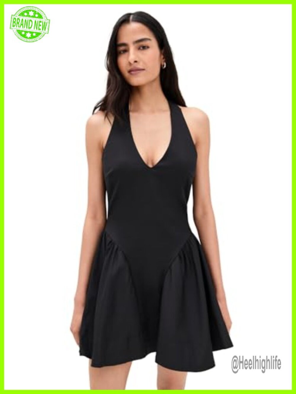 Faille Fit & Flare Mini Dress Halter Neck Sleeveless Evening